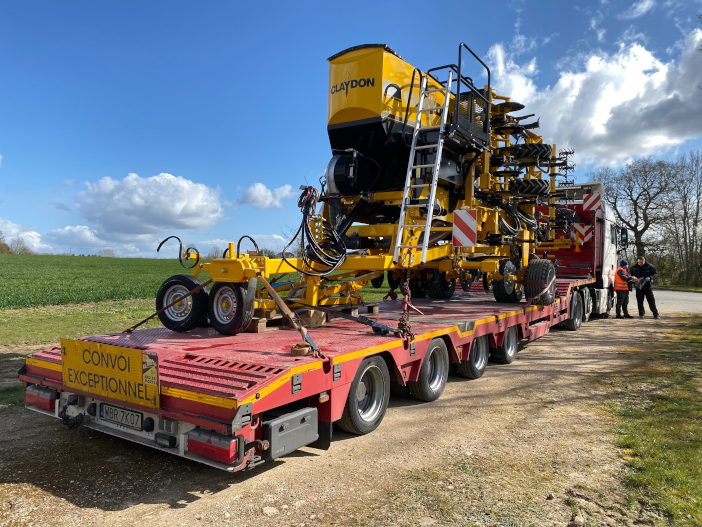 A consignment of Claydon drills leaving the company's factory in Suffolk bound for Ukraine.